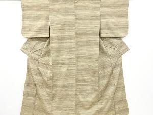 横段模様織り出し　手織り節紬着物